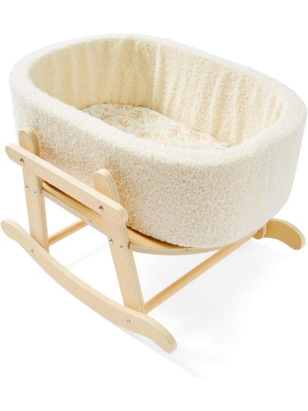 Wooden Rocking Doll Crib for 16-Inch Dolls - Perfect Gift for Kids & Pets